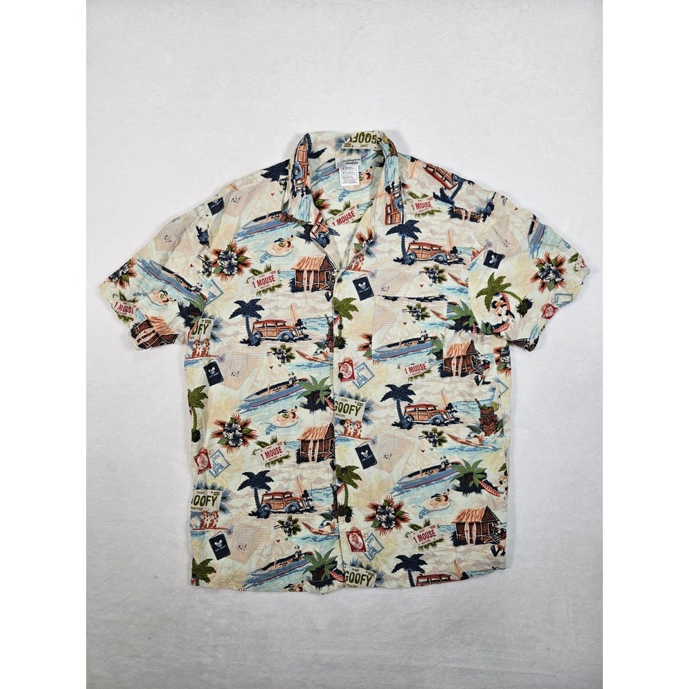 Disney Chip & Dale Mickey Pluto Chip And Dale All-Over Pattern Rayon Med Aloha